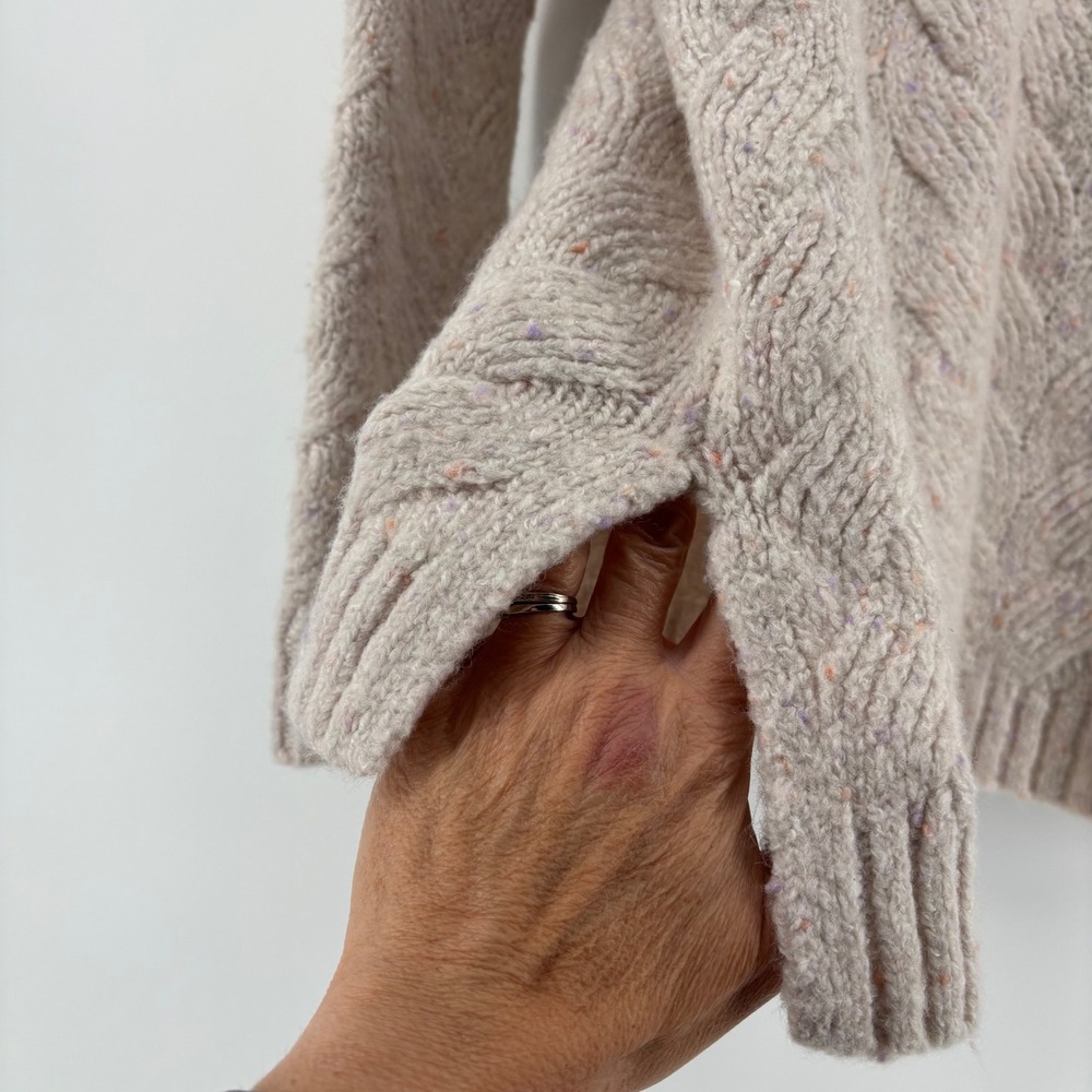 NWT Joie Women Sweater M Beige Cable Knit Mock Neck Tunic Wool Blend Cottagecore - Picture 9 of 10